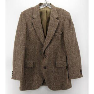 VINTAGE Harris Tweed Sport Coat 44 L Unstructured Blazer Herringbone